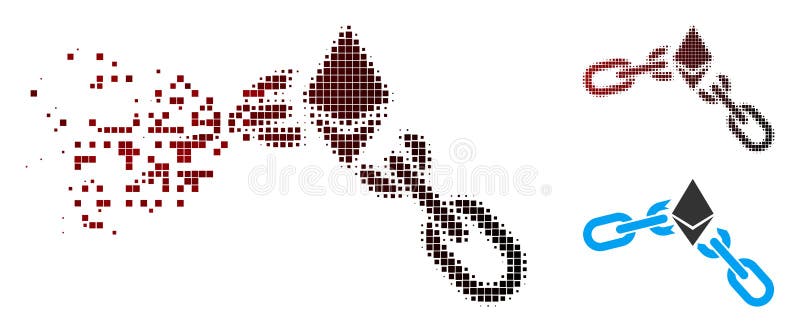 Halftone Ethereum Gebroken de Keten van het Destructedpixel Pictogram vector illustratie