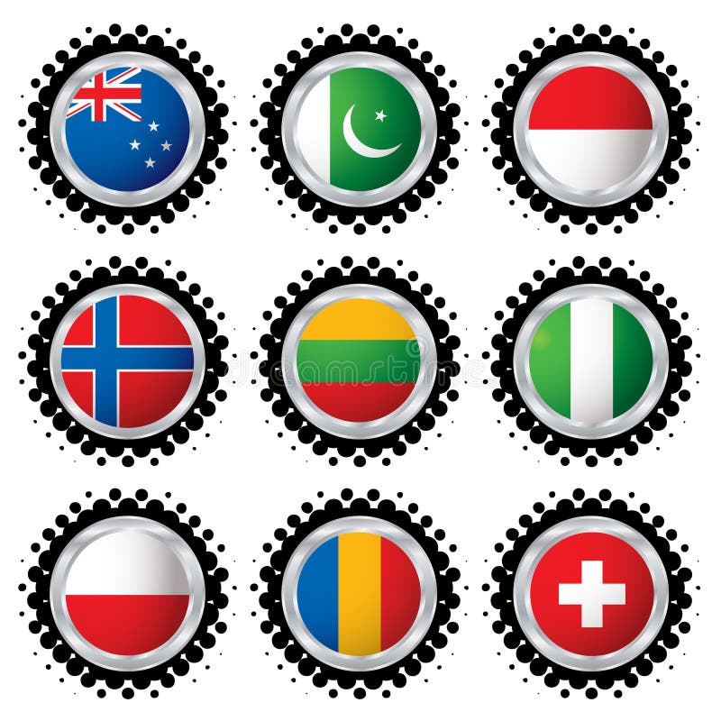 Halftone flag buttons 3 stock illustration