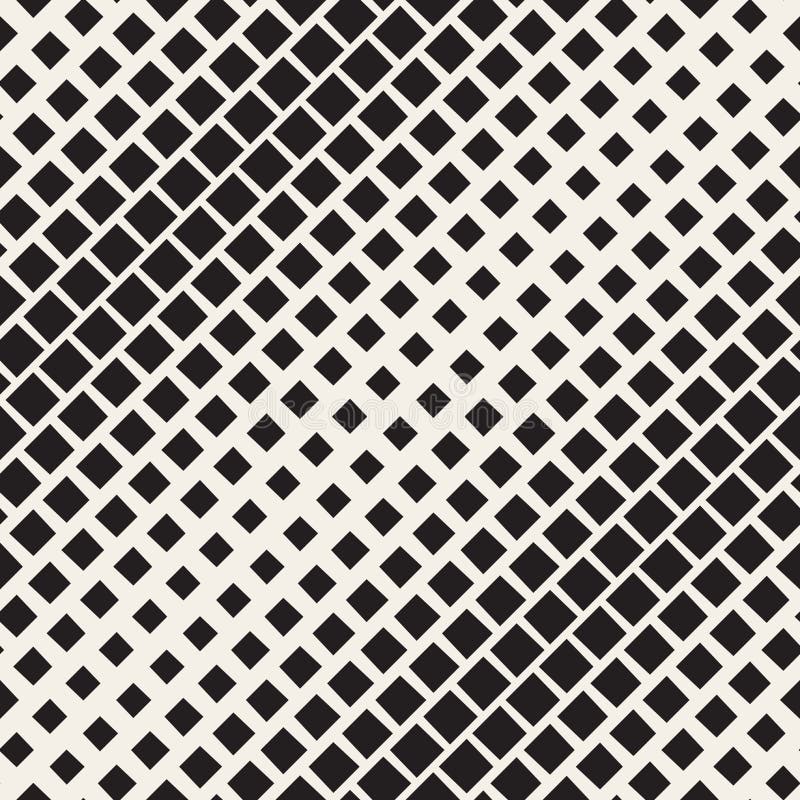 Halftone Gradient Mosaic Lattice. Vector Seamless Black and White Pattern. royalty free illustration