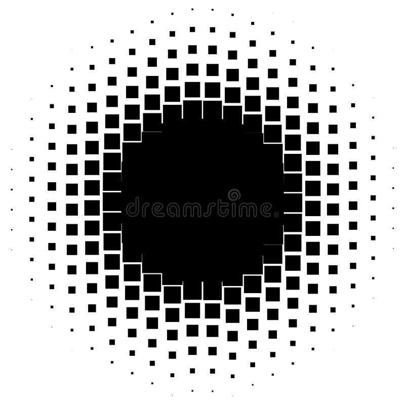 Halftone graphics with squares, monochromatic abstract element vector illustration