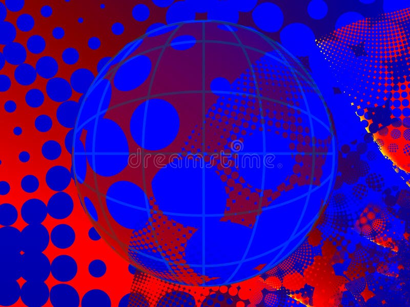 Halftone grunge background with globe