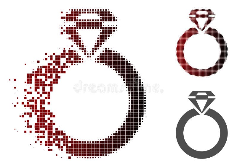Halftone Juwelen Ring Icon van het Destructedpixel vector illustratie