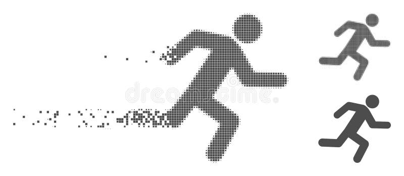 Icon van een rennende man in destructief pixel halftone royalty-vrije illustratie