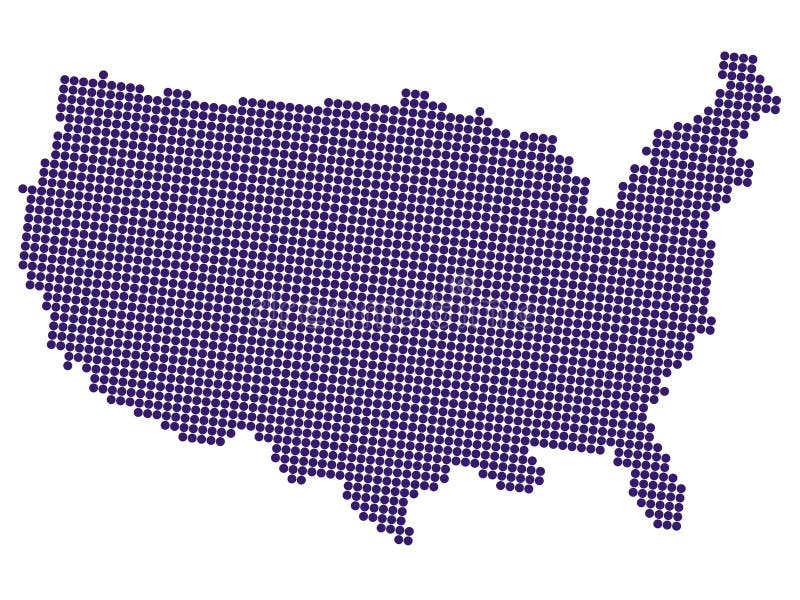 Halftone Map Of United States Of America Vector Illustration Stock