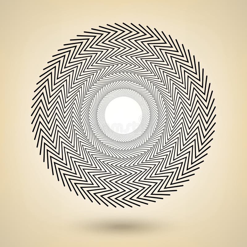 Black circle frame, vector zigzag border design, round halftone design element stock illustration
