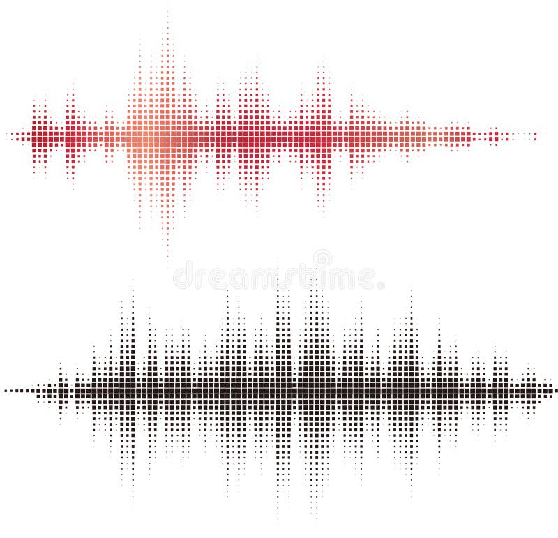 Halftone square vector elements. Vector sound waves royalty free illustration