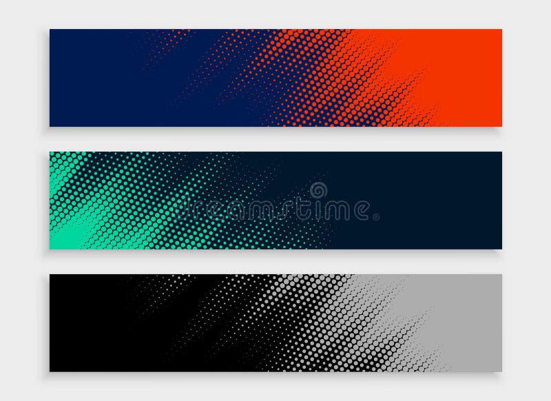 Halftone style collection of web header layout for website cover page stock illustration