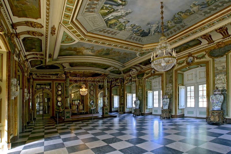 The Hall of Ambassadors in Queluz National Palace stock photo