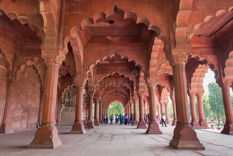 Hall d'assistance publique dans le fort rouge, Delhi, Inde photos stock Hall d'assistance publique dans le fort rouge, Delhi, Inde photos stock