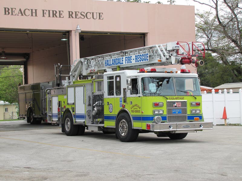Hallandale Beach Fire Engine and Station Editorial Image Image of