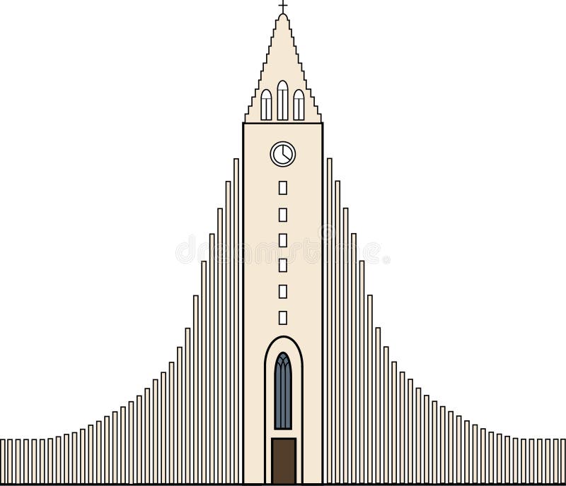 Icelandic Church Flat Vector Illustration. Old Chapel, Wooden