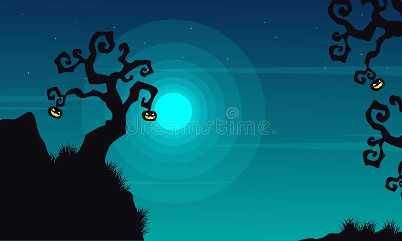 Halloween-achtergrondlandschap bij nacht vector illustratie Halloween-achtergrondlandschap bij nacht vector illustratie
