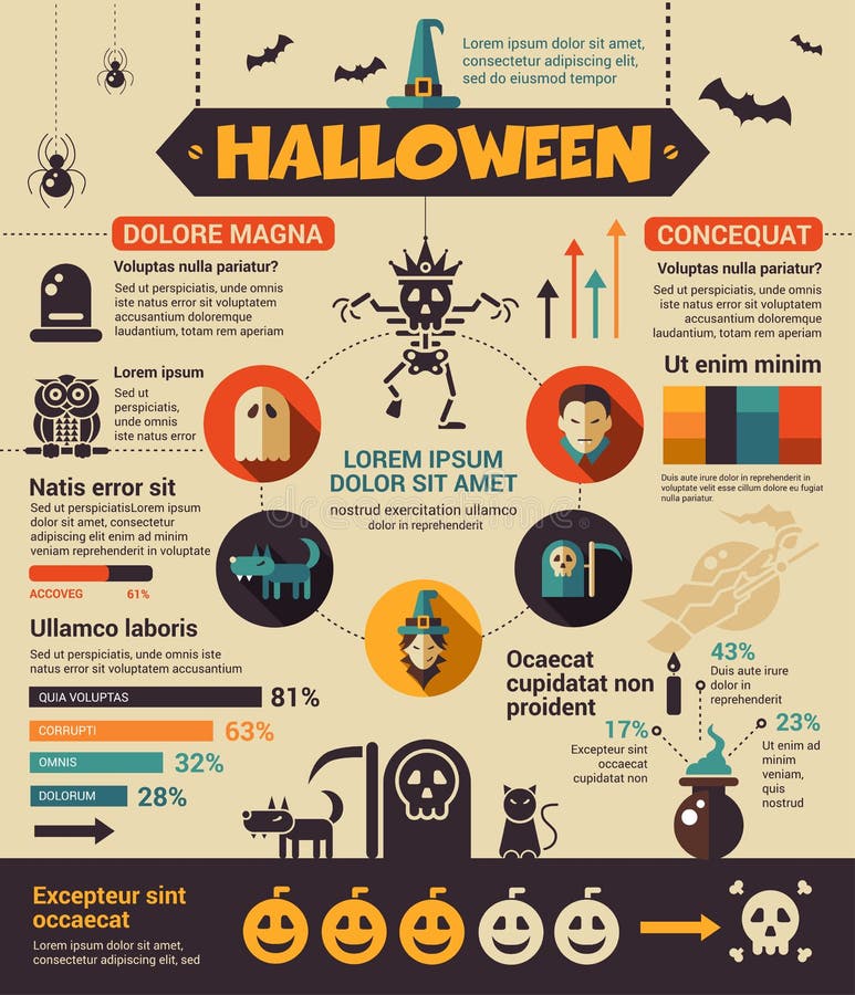 Halloween - affiche, calibre de couverture de brochure illustration stock Halloween - affiche, calibre de couverture de brochure illustration stock