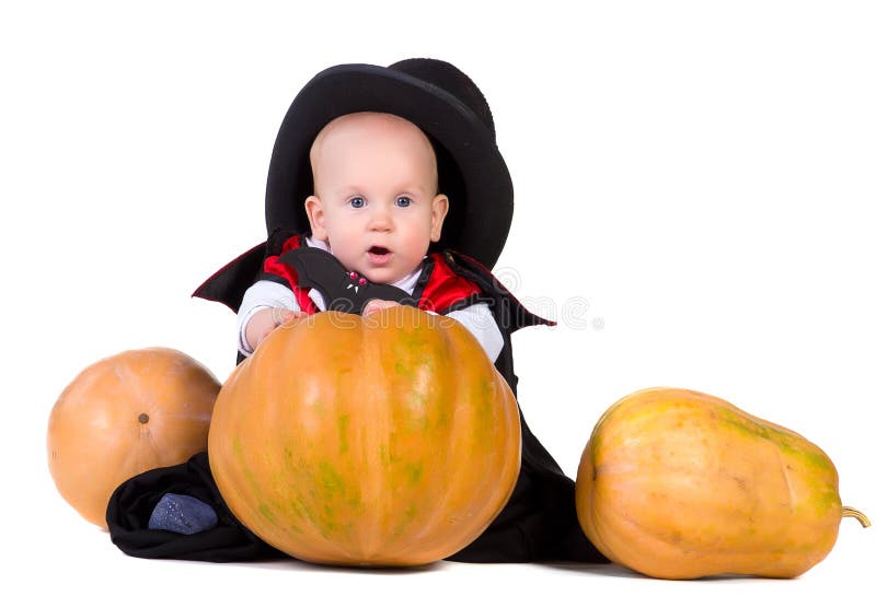 Halloween baby boy with pumpking 2