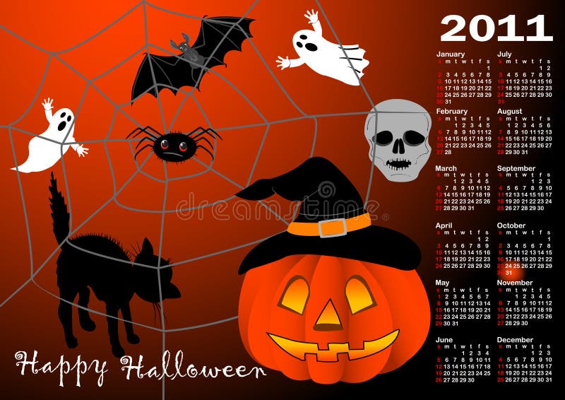 Halloween background calendar vector.