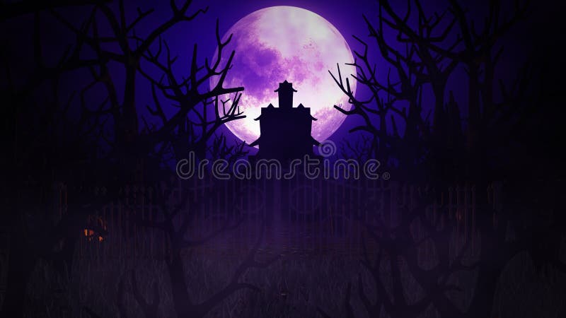Halloween Background with Haunted House, Bats and Pumpkins, Graves, at Misty Night Spooky with Fantastic Big Moon in Sky. 3d Stock Illustration - Illustration of moonlight, lightning: 229636448 Halloween Background with Haunted House, Bats and Pumpkins, Graves, at Misty Night Spooky with Fantastic Big Moon in Sky. 3d Stock Illustration - Illustration of moonlight, lightning: 229636448