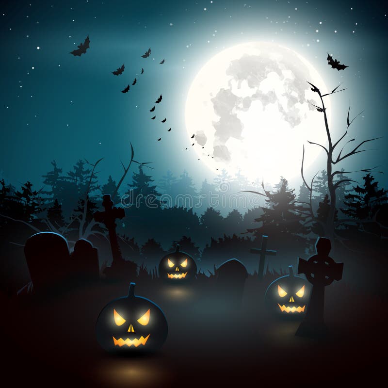 Halloween background stock vector. Illustration of gravestone - 43425655