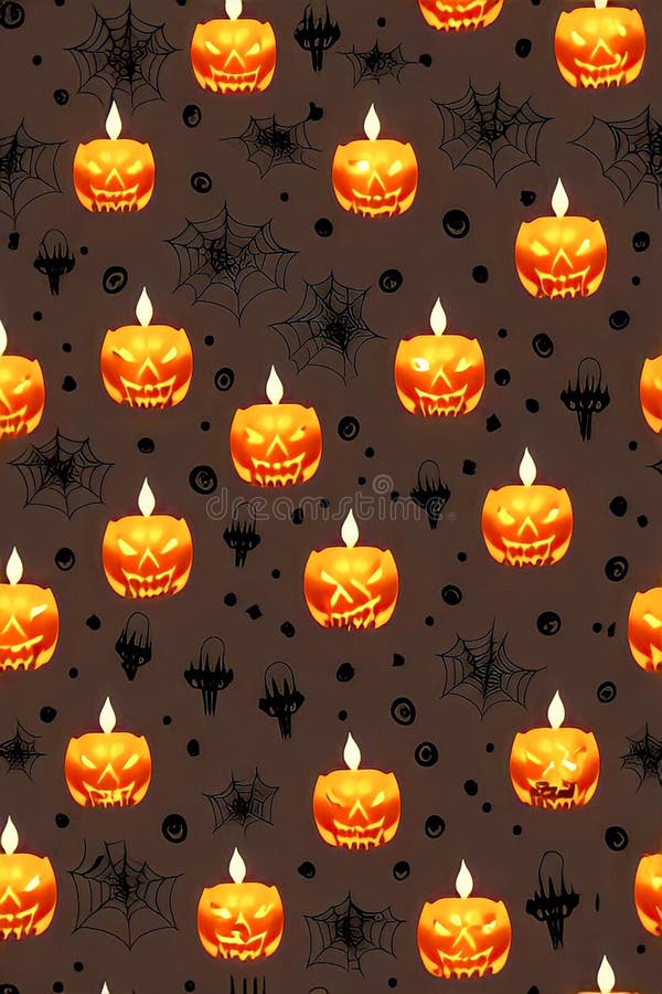 Halloween background. Skull&#x27;s, pumpkin and candles