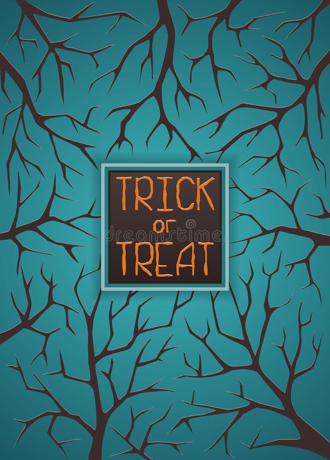 Halloween background with tree branches. Dark blue halloween background with text