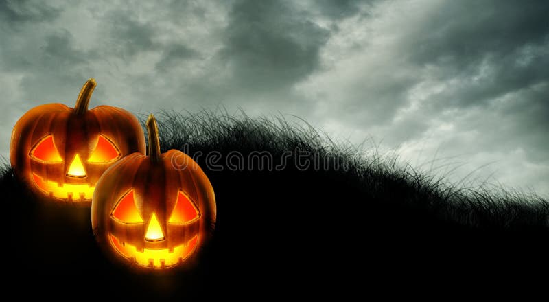 Halloween Background Wallpaper with Jack O Lantern Scary Pumpkins on Dark  Sky Stock Image - Image of autumn, face: 157021673