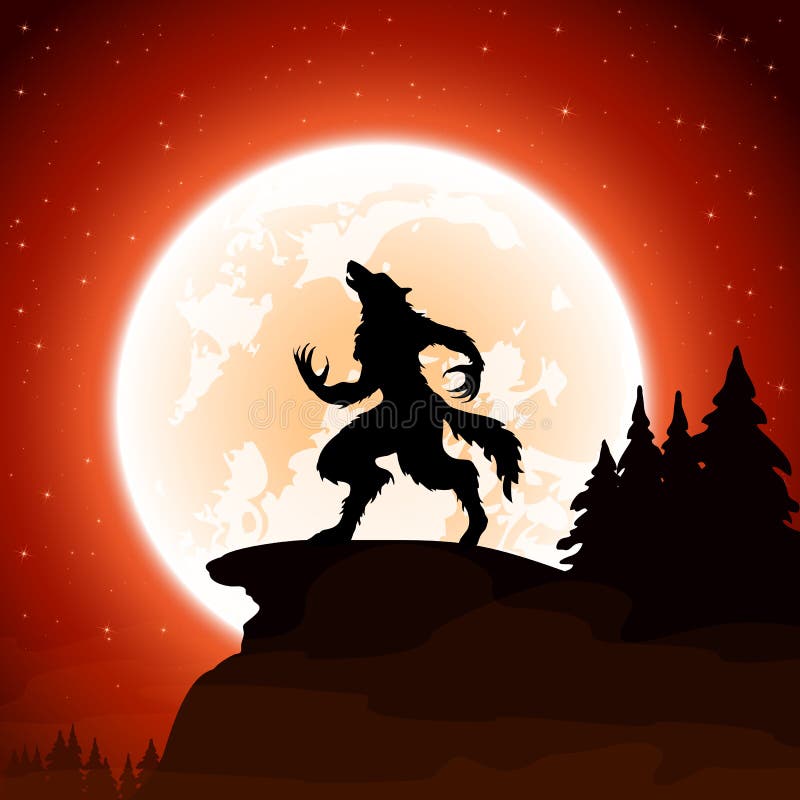 Halloween background with werewolf.