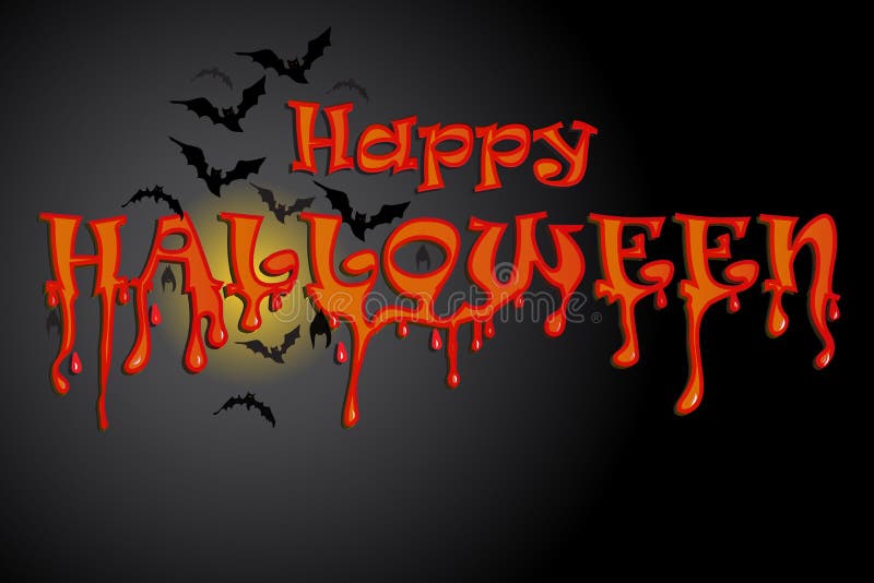 Halloween Bats Moon Scary Night Party Bloody Red Text Word Background ...