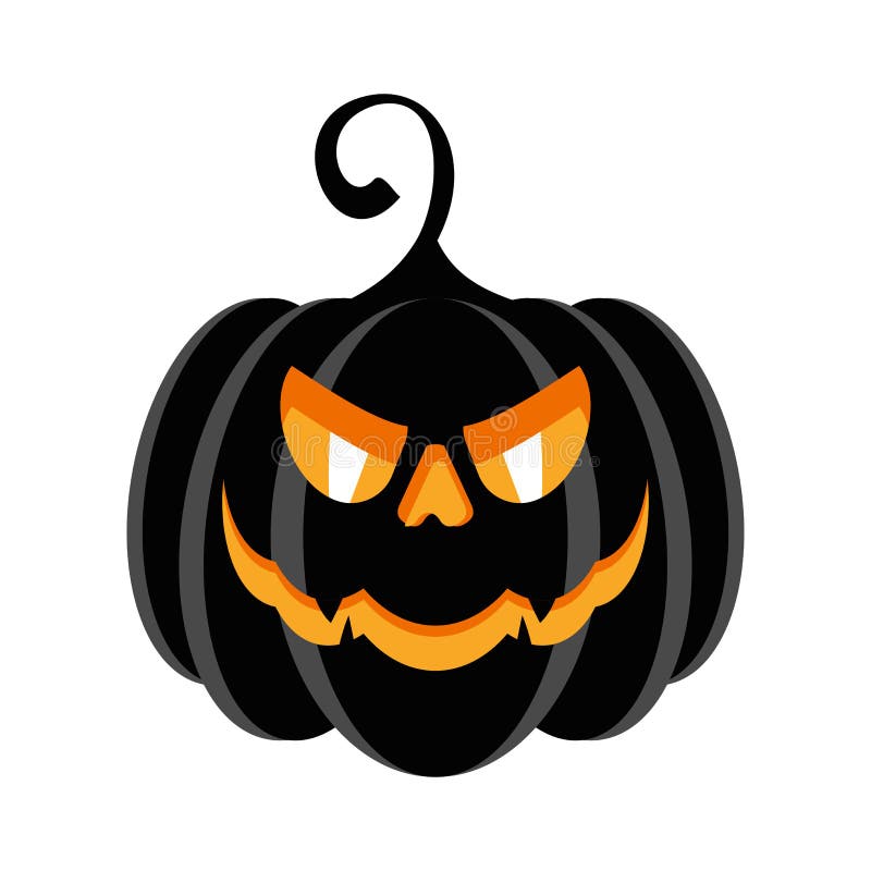Halloween bawi się charakter czarnej bani z palić złych oczy ilustracji Halloween bawi się charakter czarnej bani z palić złych oczy ilustracji