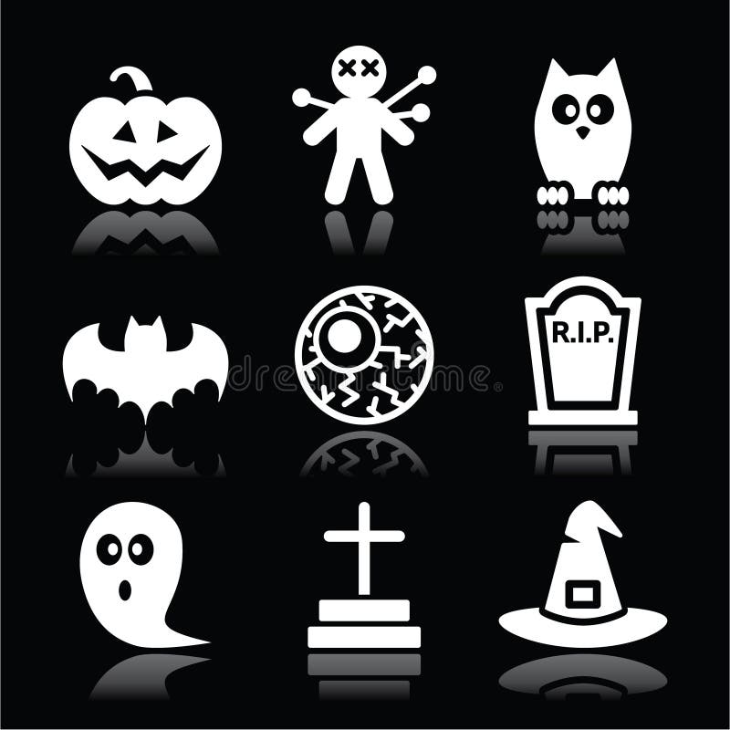 Halloween Icons stock vector. Illustration of basic, monochrome - 33888262