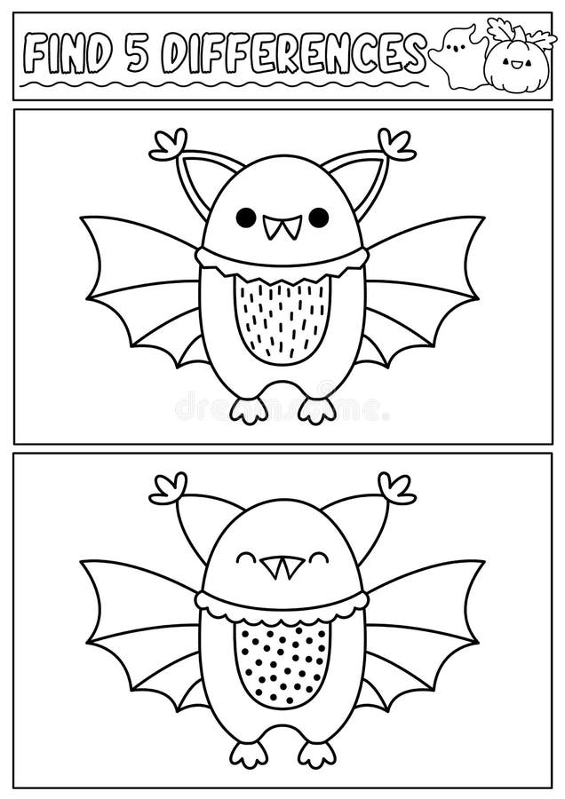 Página de livro de colorir para crianças com tema de halloween de morcego  fofo