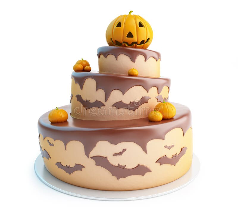 Halloween cake 3d Illustrations on a white background. Halloween cake 3d Illustrations on a white background