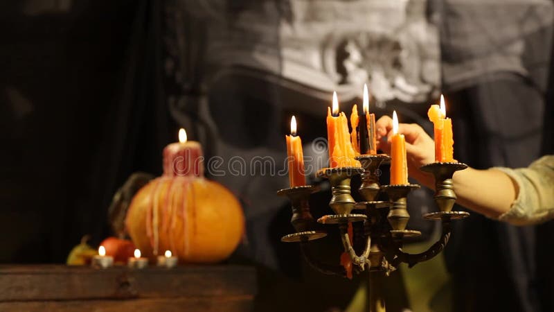 Halloween Candlestick. Set Afire