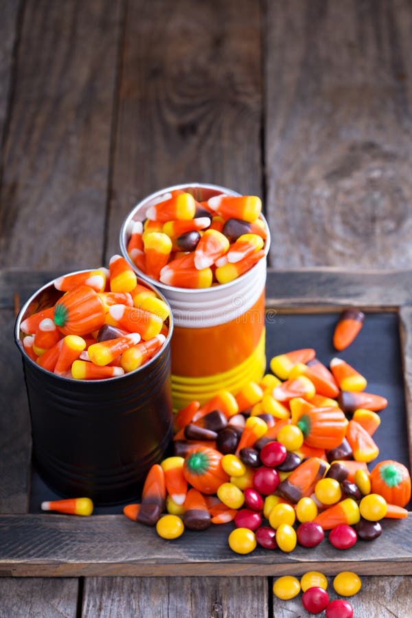 Halloween Candy in Small Tins Stock Photo Image of orange, festival