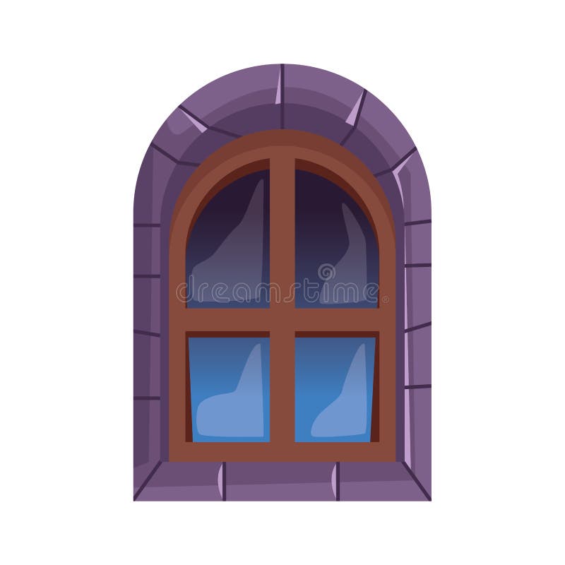 Halloween castle window isolated icon