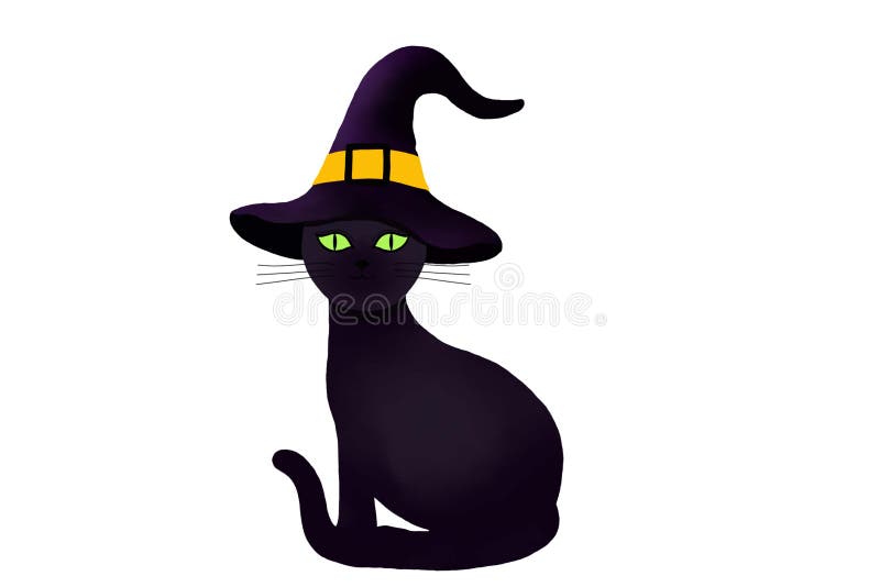 Halloween cat painting on white stock illustration
