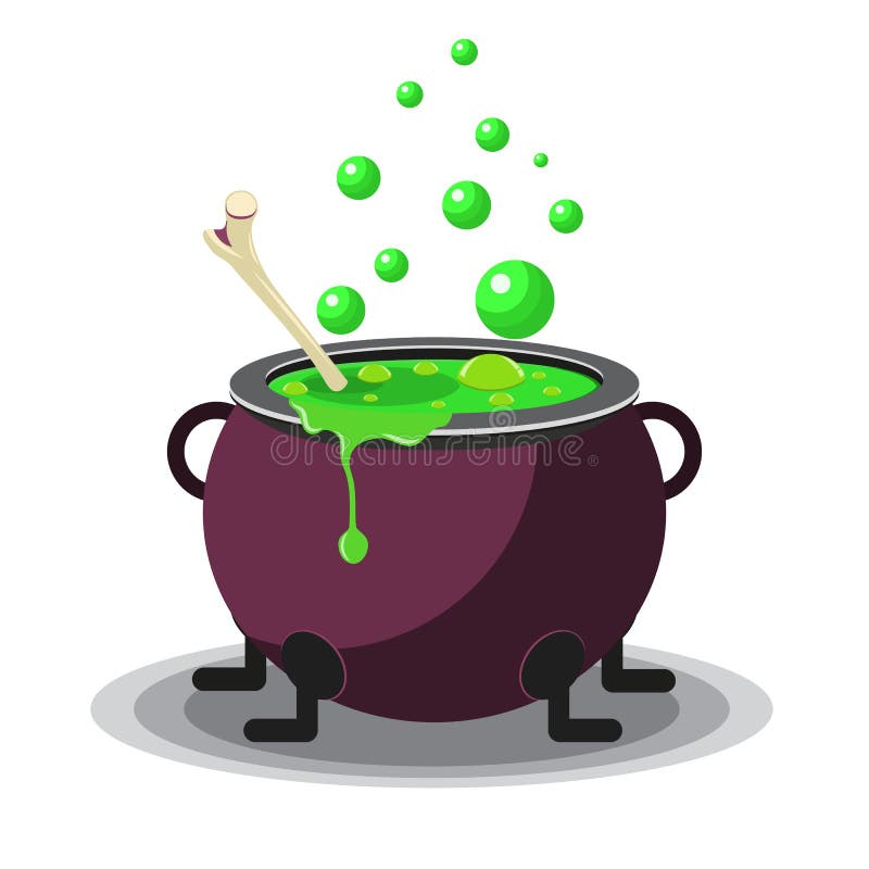 Halloween Witch cauldron with green potion isolated on white background. vector illustration for Halloween design, website, flier, invitation card. Halloween Witch cauldron with green potion isolated on white background. vector illustration for Halloween design, website, flier, invitation card