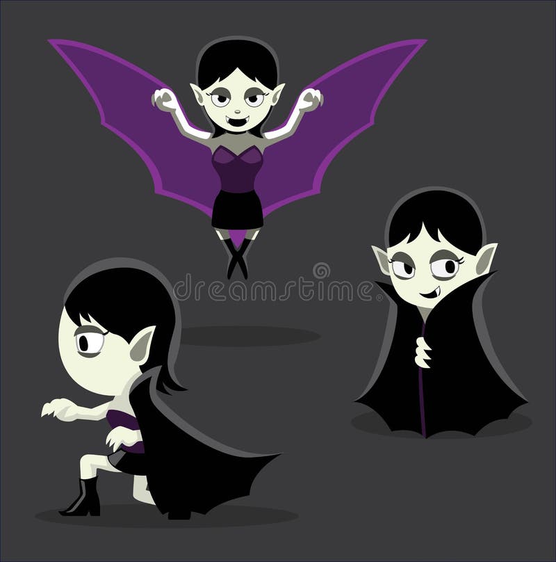 Vampire Girl Cartoon Emotion Faces Vector Illustration Stock Vector ...