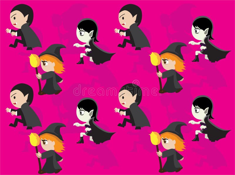 Vampire Dracula Witch Side Cartoon Character Vector Seamless Background  Wallpaper01 Stock Illustration - Download Image Now - iStock