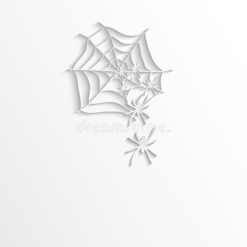 Halloween Cobweb Bat White Paper 3D Stock Illustration - Illustration ...