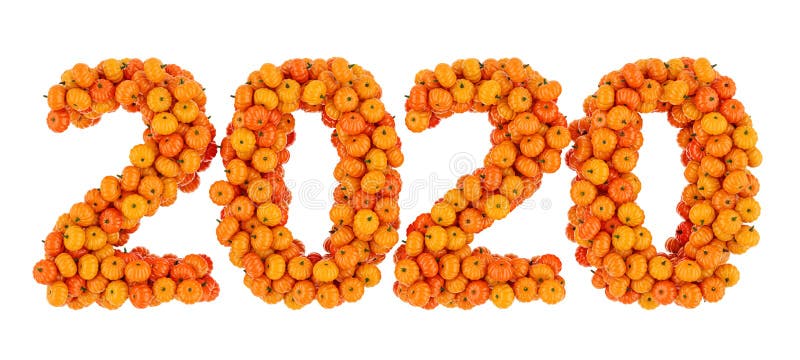 Halloween 2020 Concept. 2020 from Pumpkins, 3D Rendering Stock Illustration Illustration of