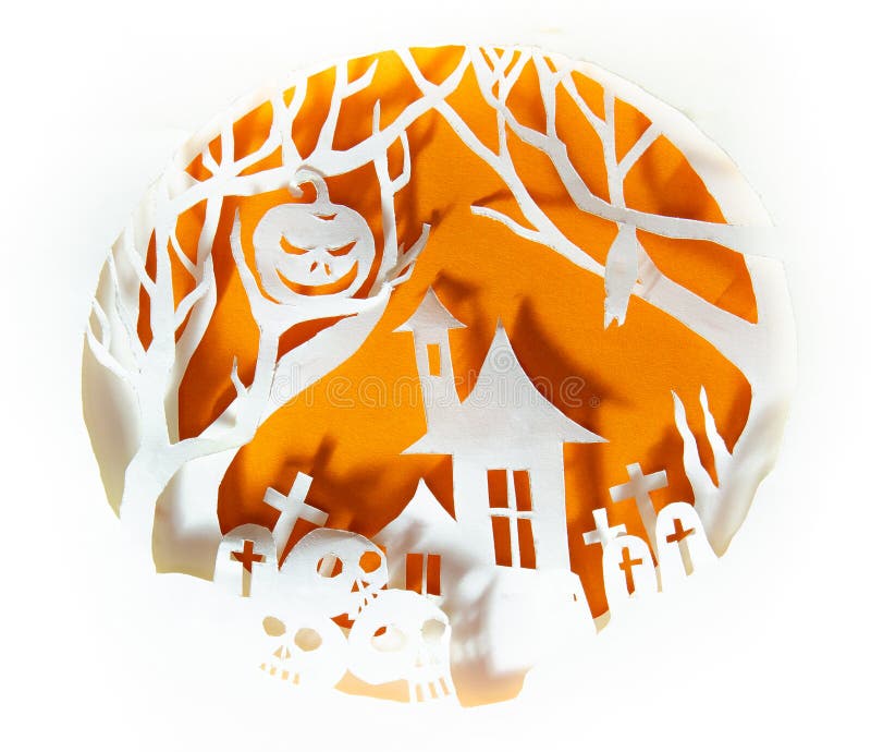 Halloween Concept, Real Paper Cut with Light and Shadow Stock Photo - Image  of cartoon, seasonal: 127876920
