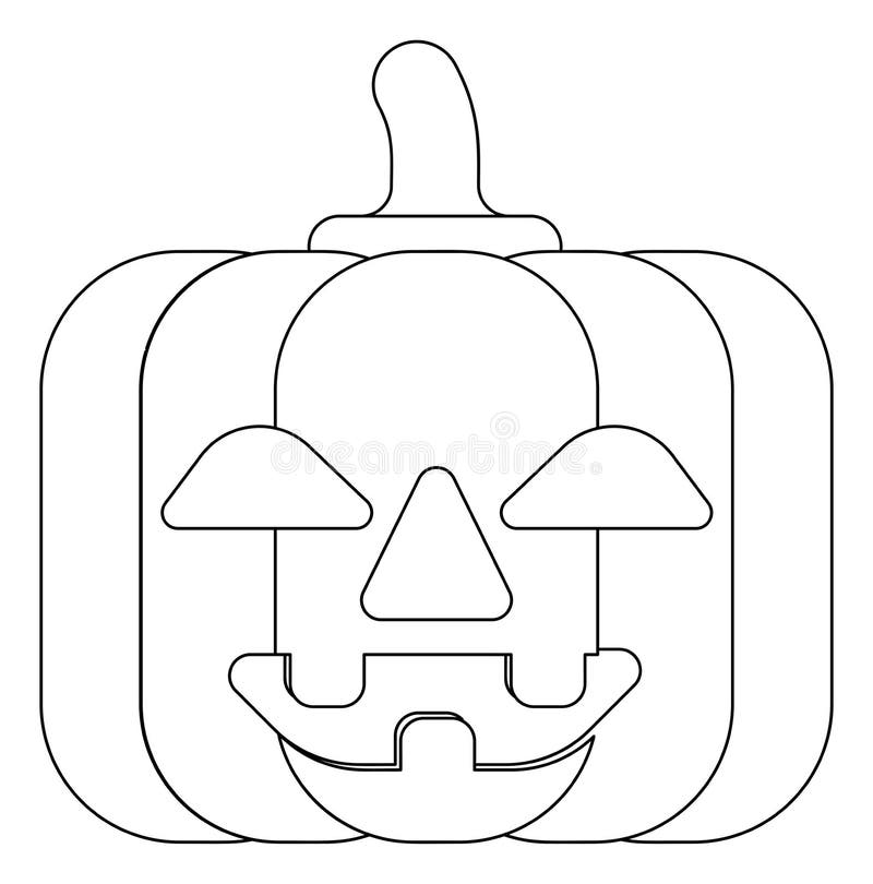 Halloween Cute Pumpkin Cartoon i kontur vektor illustrationer