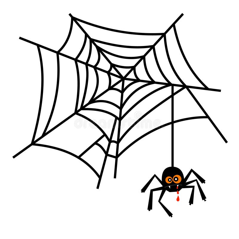 Vector illustration of spider character and web in cartoon style for  Halloween design. Gothic spiderweb 23413739 Vector Art at Vecteezy