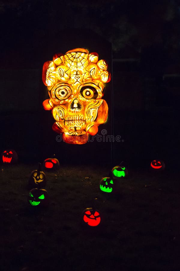 Halloween Day Of The Dead Carved Skull Pumpkin Editorial Stock