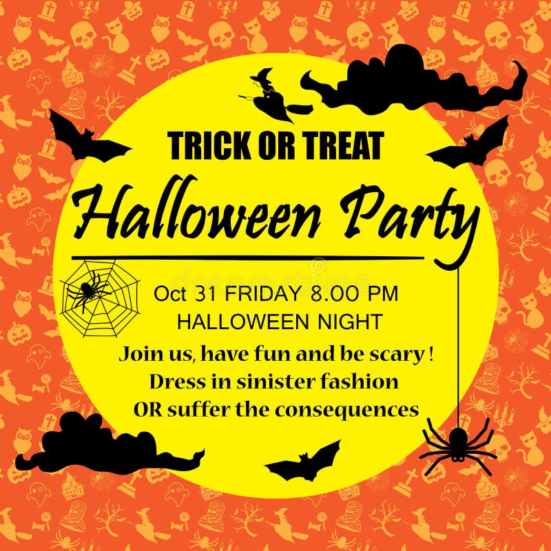 Halloween party poster background vector. Halloween party poster background vector