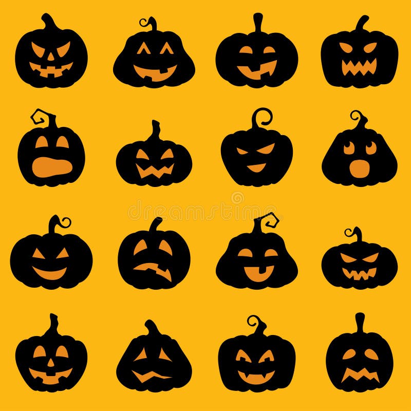 Halloween decoration Jack-o-Lantern silhouette set