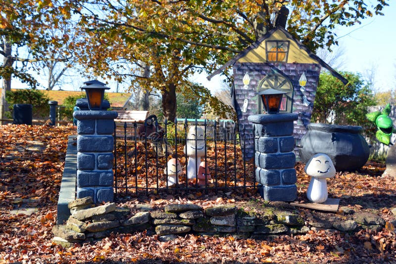 Halloween Decoration Village in Fall Time Editorial Stock Photo ...