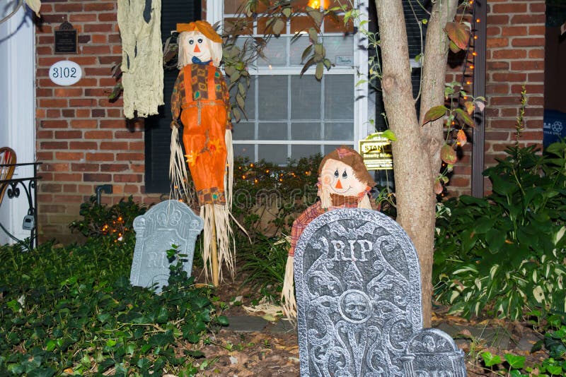 Halloween Decorations in a Garden during Halloween Celebration a Stock ...