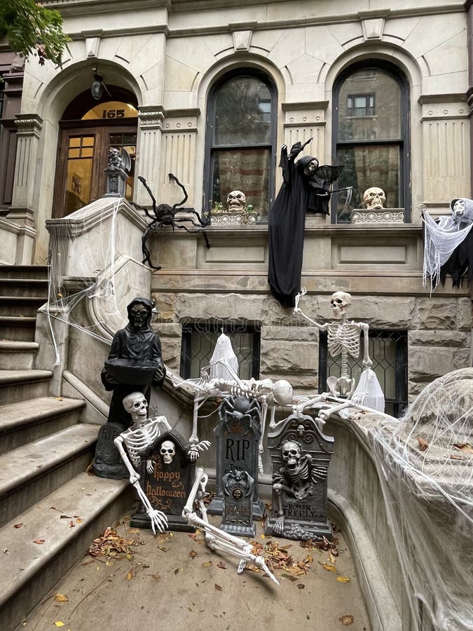 Halloween Decorations in Upper West Side, Manhattan, NYC. Editorial