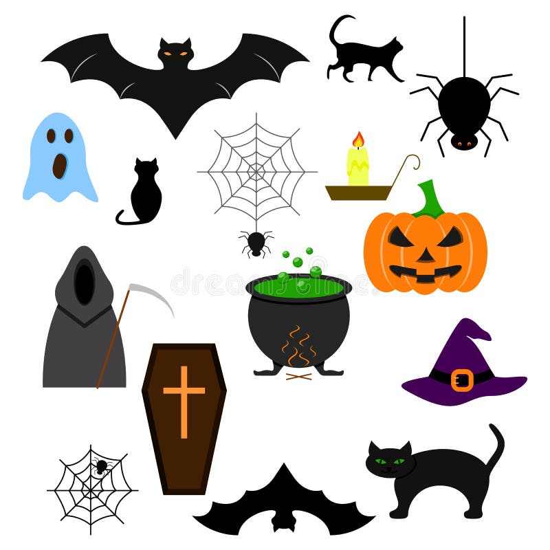 Halloween della malvagità stabilita di colore delle icone illustrazione vettoriale Halloween della malvagità stabilita di colore delle icone illustrazione vettoriale