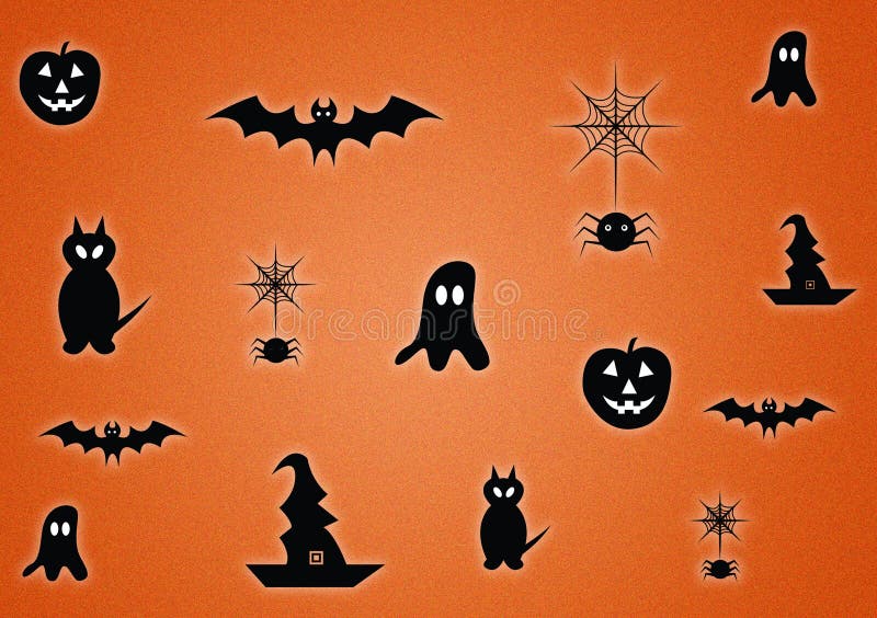 Halloween digitally illustrated orange background for use as wallpaper or with text layout